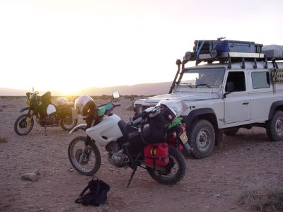 Maroc - Desert LandRover Moto XT600 Bivouac